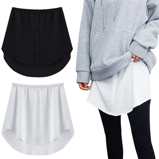Adjustable Fake Lower Sweep Shirt Skirt Elastic Detachable Underskirt Cotton Extender Layering Fake Hem for Girl Women 5 Sizes
